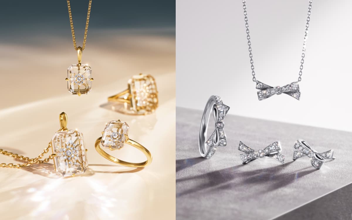 ゴールドとシルバージュエリーの写真を2つ並べた画像