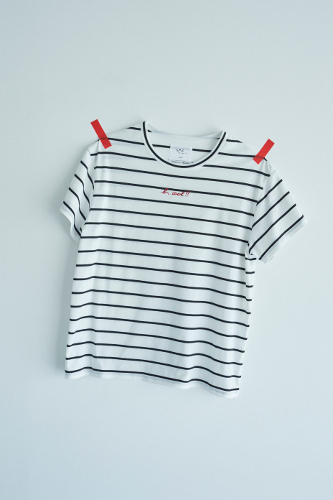コットン 刺繍 ボーダー Tシャツ“b. cool!!”
