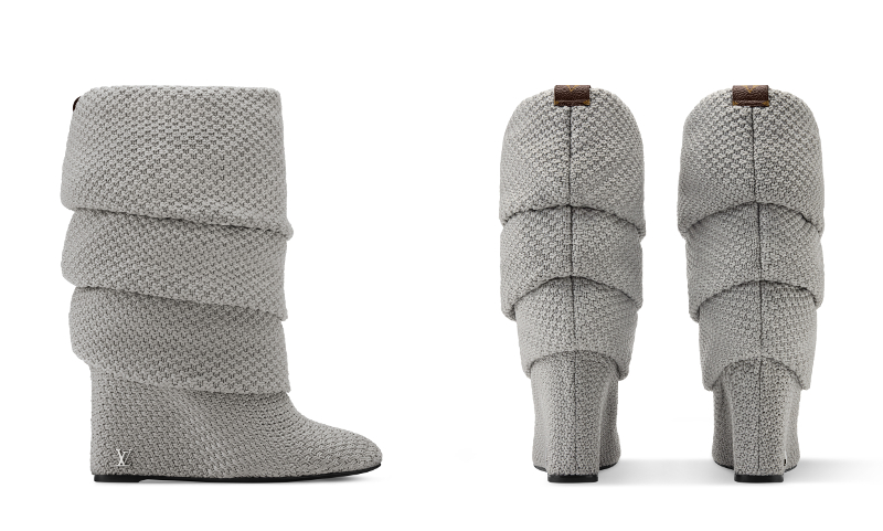 サマー ミッド ウェッジブーツ　グレー