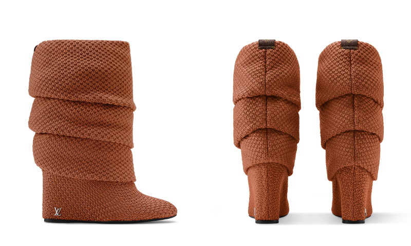 サマー ミッド ウェッジブーツ　ブラウン