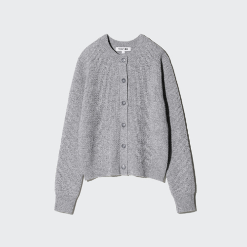 ウールブレンドクルーネックカーディガン