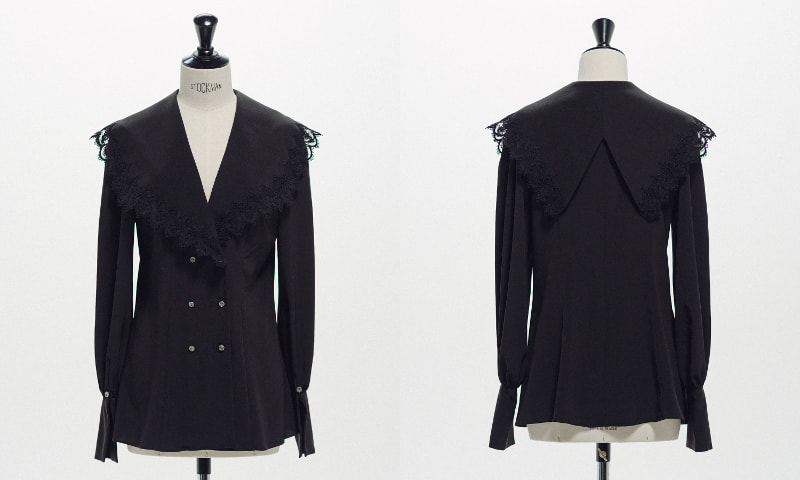 カラーレースシャツブラック