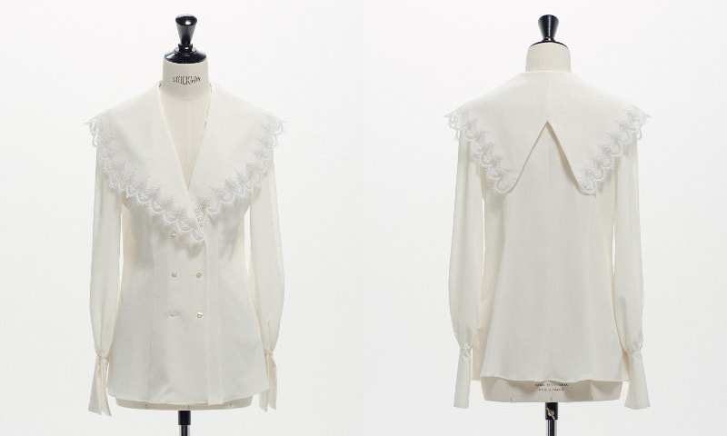 カラーレースシャツホワイト