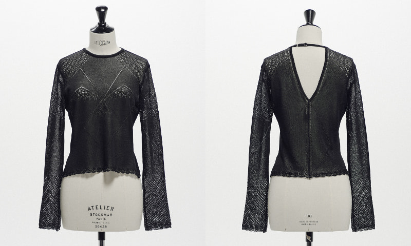 レースニットトップスブラック