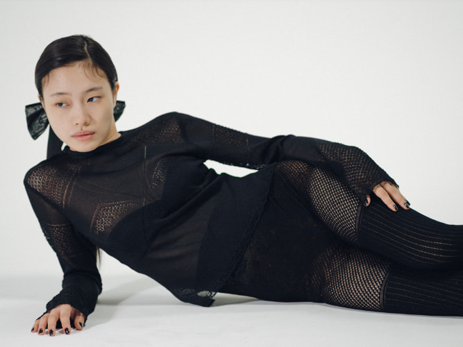 レーシーニットトップス着用画像