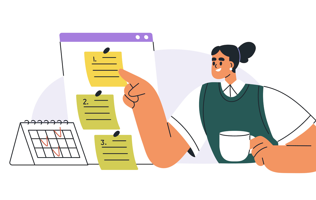 タスク管理している人のイラスト