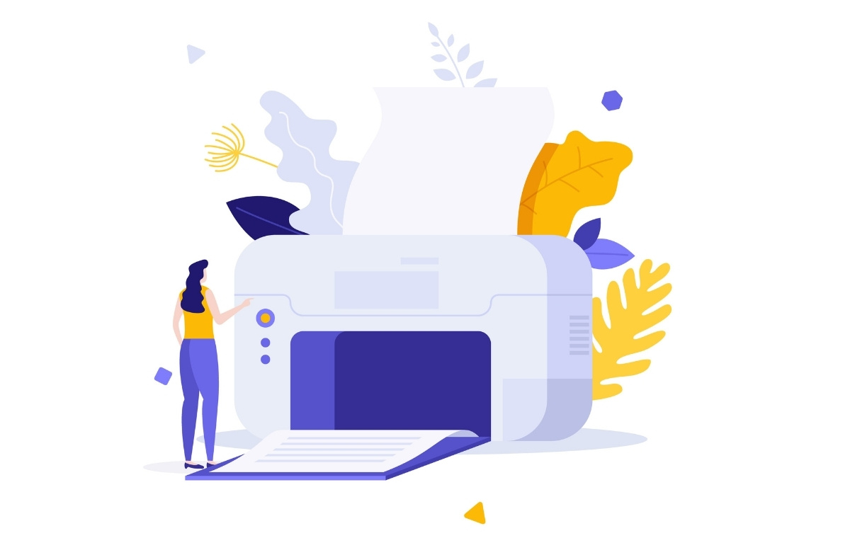 プリンタで出力しているイメージイラスト