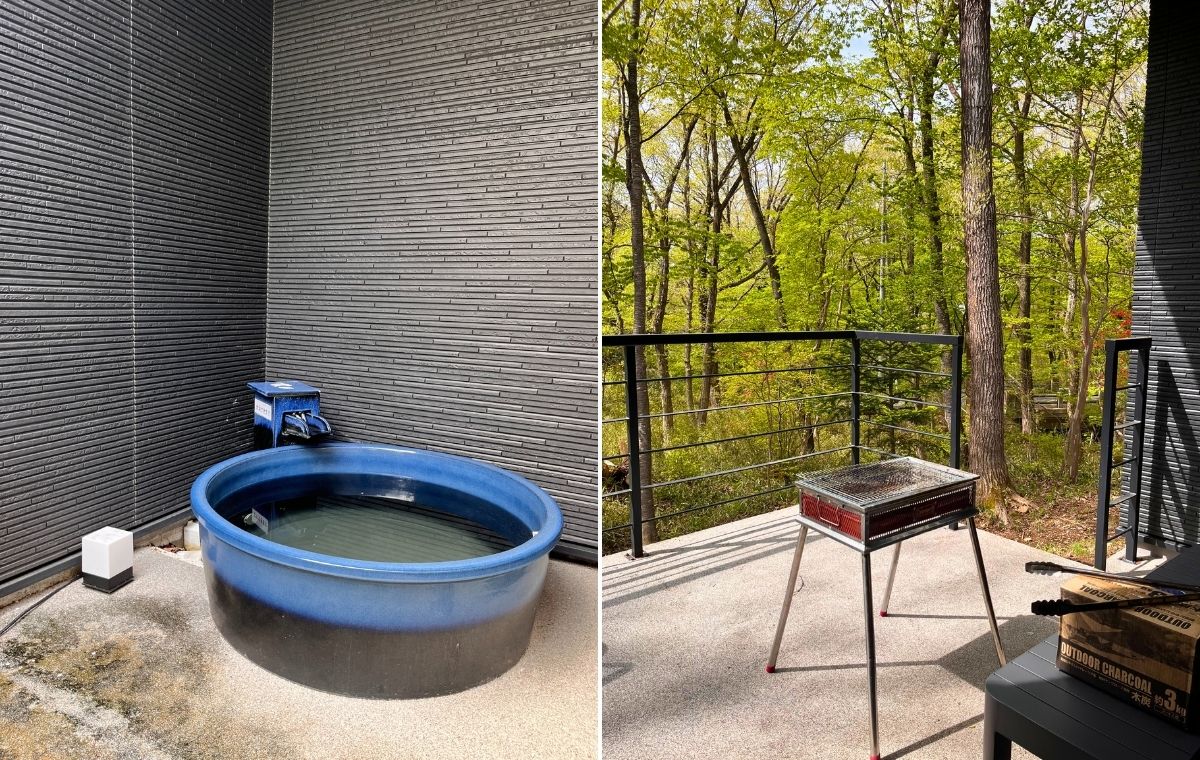 外風呂とテラスの写真