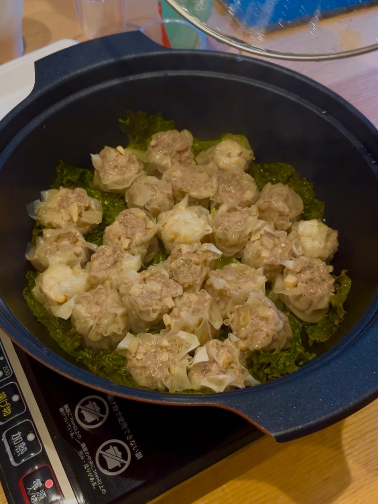 蒸し上がったシュウマイの写真