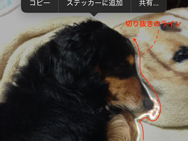 切り抜きラインのスクリーンショット