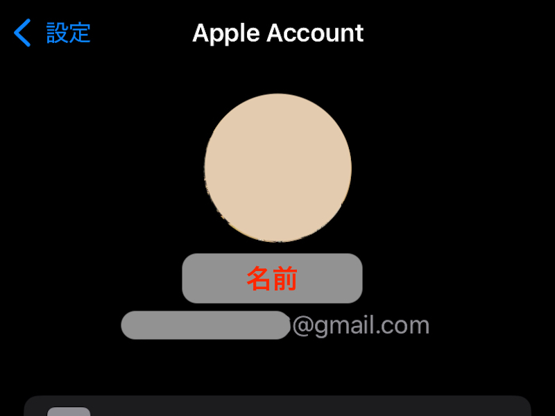 ユーザーネーム等のスクリーンショット