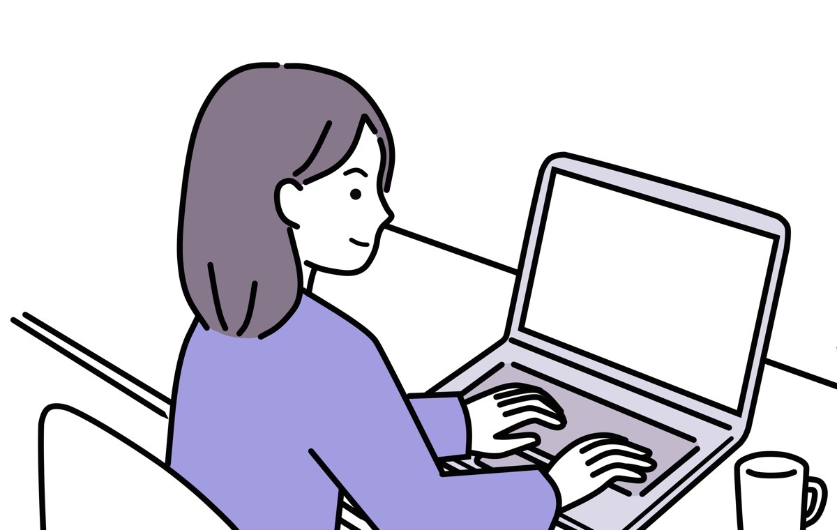 メールする女性