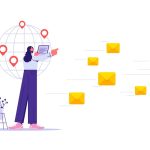 メールを送る女性