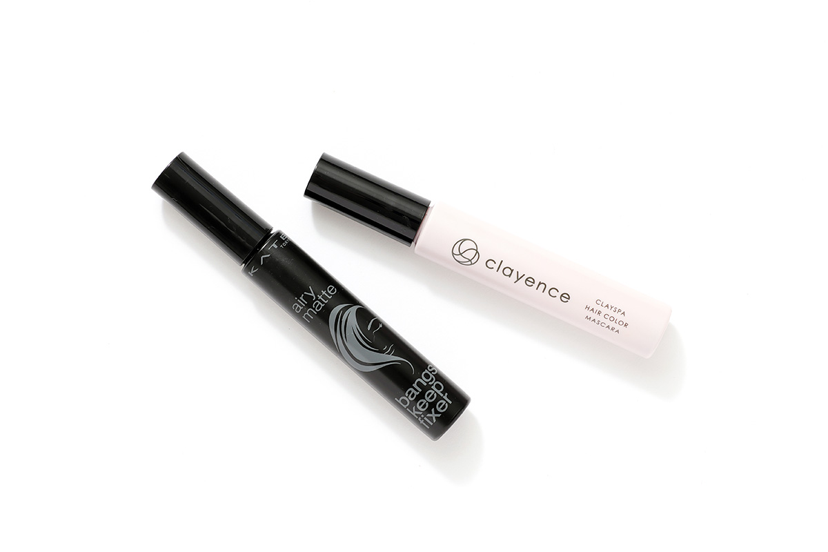 白髪カバーのヘアマスカラと浮き毛カバー用のスタイリング剤