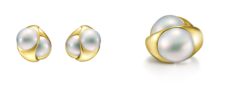 リキッド スカルプチャー イヤリング（ピアス）￥2,200,000 YG/マベ真珠 リキッド スカルプチャー リング￥1,980,000 YG/マベ真珠
