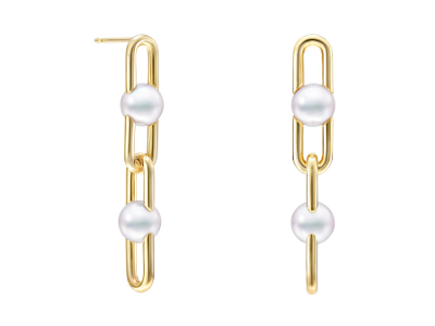 ファイン リンク イヤリング（ピアス）￥1,034,000 YG/あこや真珠