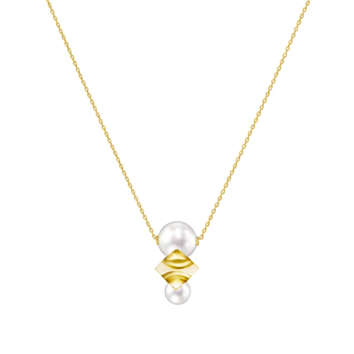 スクエアリーフ ペンダント￥407,000 YG/淡水真珠