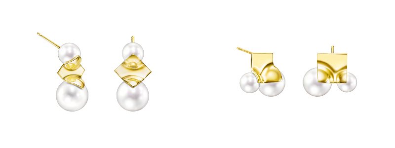 スクエアリーフ イヤリング（ピアス）￥429,000 YG/淡水真珠 スクエアリーフ イヤリング（ピアス）￥462,000 YG/淡水真珠