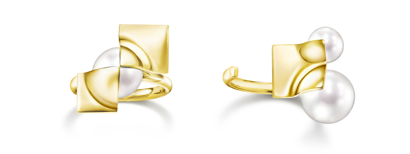 スクエアリーフ リング￥550,000 YG/淡水真珠 スクエアリーフ リング￥440,000 YG/淡水真珠