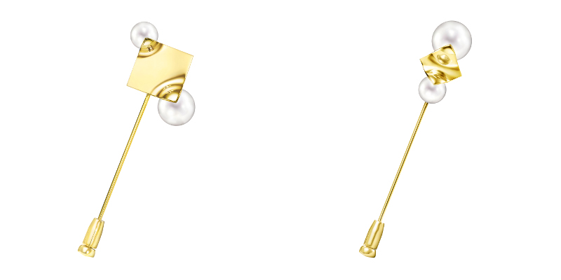 スクエアリーフ ブローチ￥308,000 YG/淡水真珠 スクエアリーフ ブローチ￥286,000 YG/淡水真珠