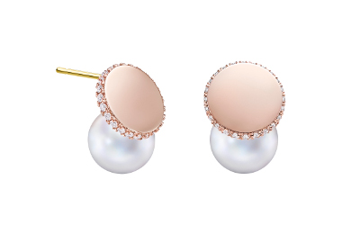 ディスクパール イヤリング（ピアス）￥1,540,000 SG/南洋真珠 白蝶/ ダイヤモンド