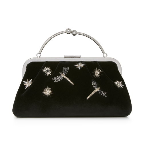 ベルベットに刺繡入り　ハンドバッグ