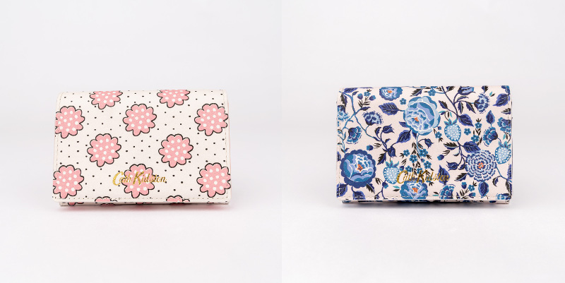 カードケースピンク花、青花