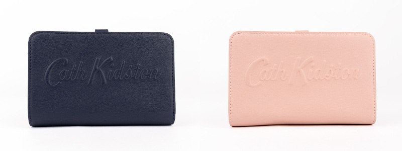 二つ折り財布ネイビー、ピンク