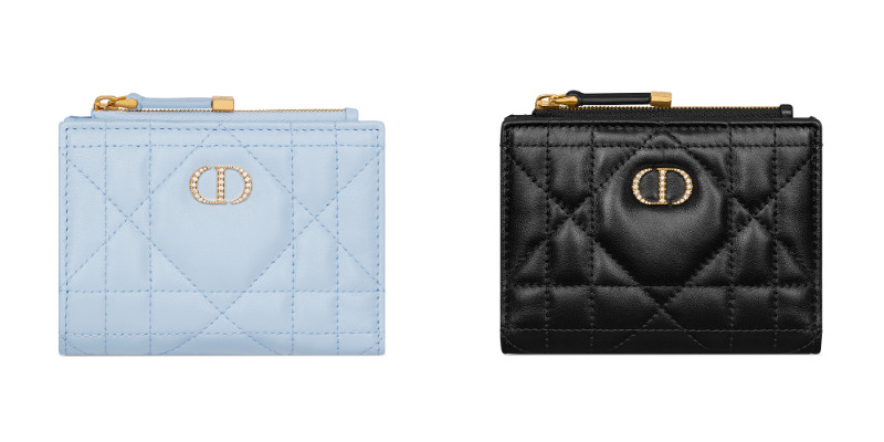 Dior Caro Dahlia クリスタル ウォレット スカイブルー、ブラック