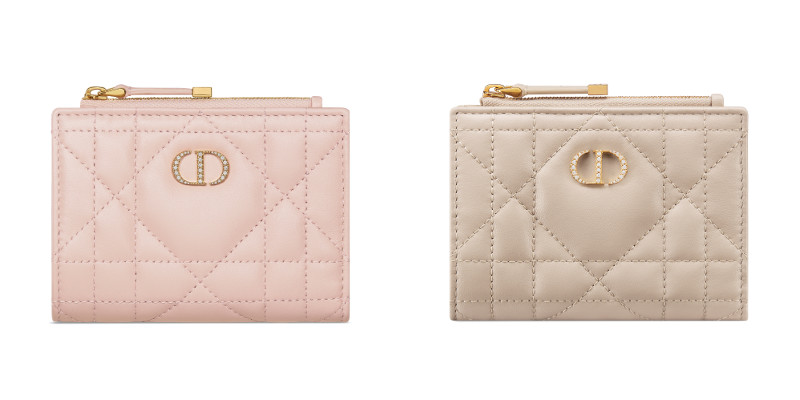 Dior Caro Dahlia クリスタル ウォレット パウダーピンク、パウダーベージュ