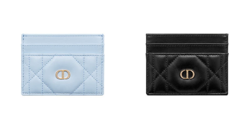 Dior Caro Freesia クリスタル カードホルダー スカイブルー、ブラック