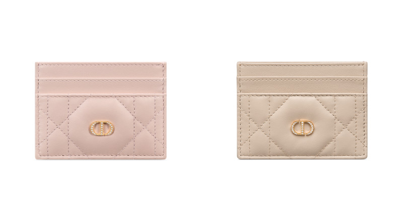 Dior Caro Freesia クリスタル カードホルダー パウダーピンク、パウダーベージュ