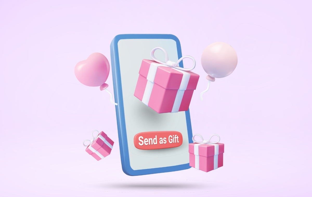 スマホでギフトを贈る3Dイメージ画像