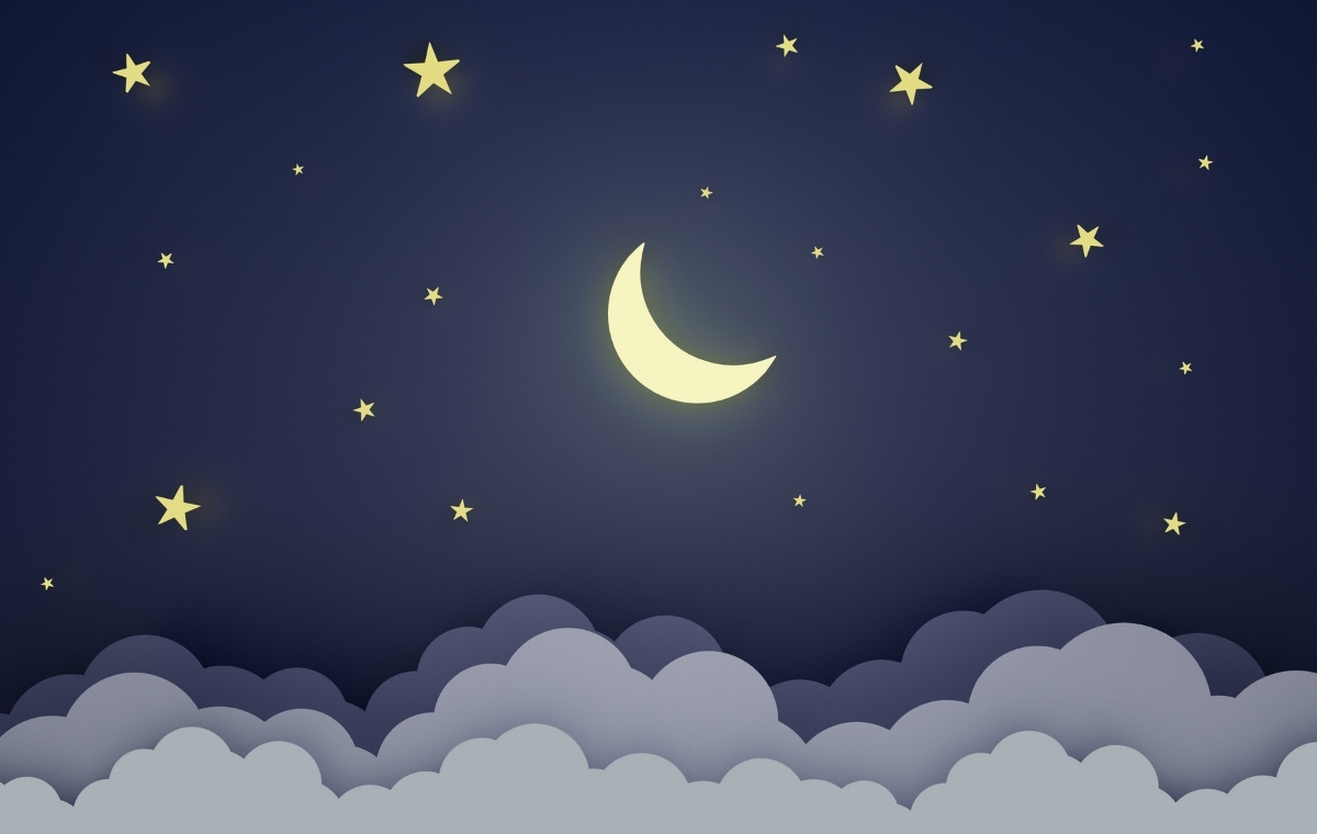 夜空に浮かぶ三日月のイラスト