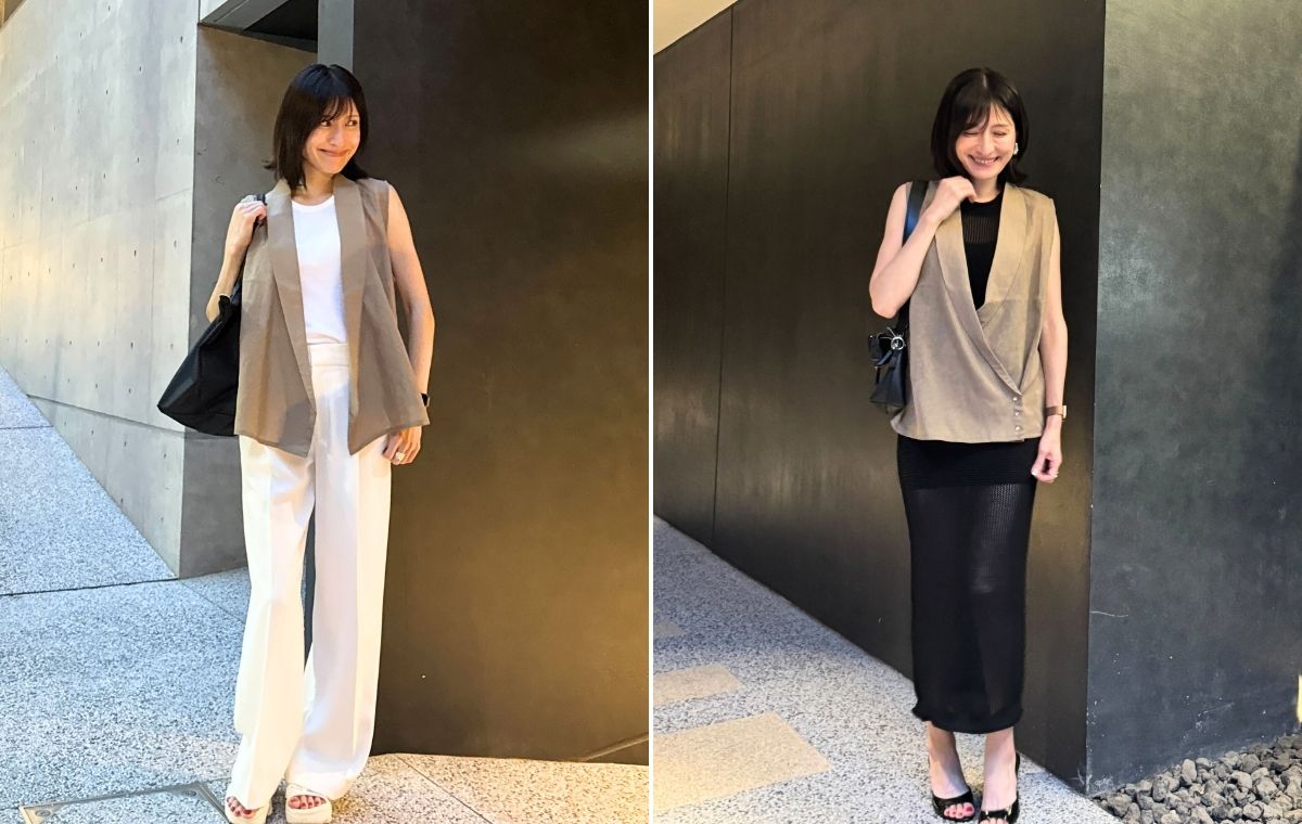 コーデの写真を2つ並べた画像