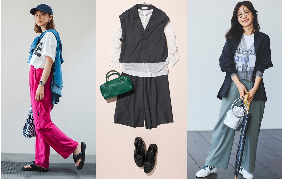 コーデの写真を3つ並べた画像