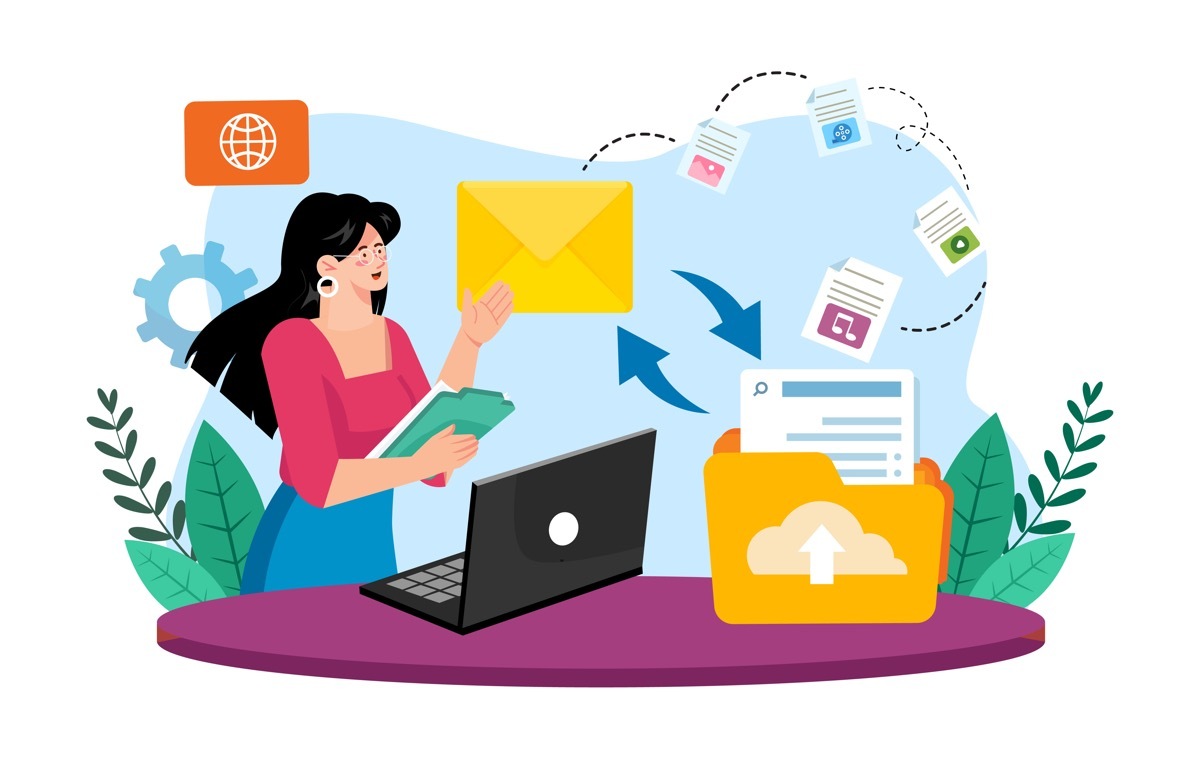 メールを送る女性