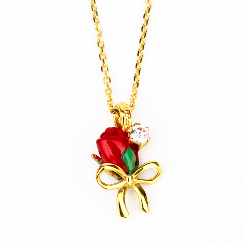 イエローゴールド ネックレス Ribbon Floral