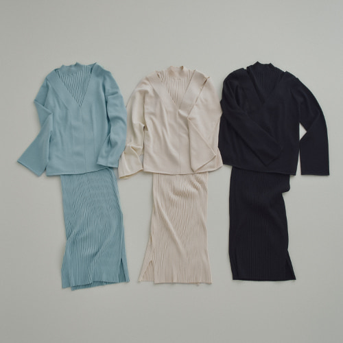 両得レイヤードニットワンピ