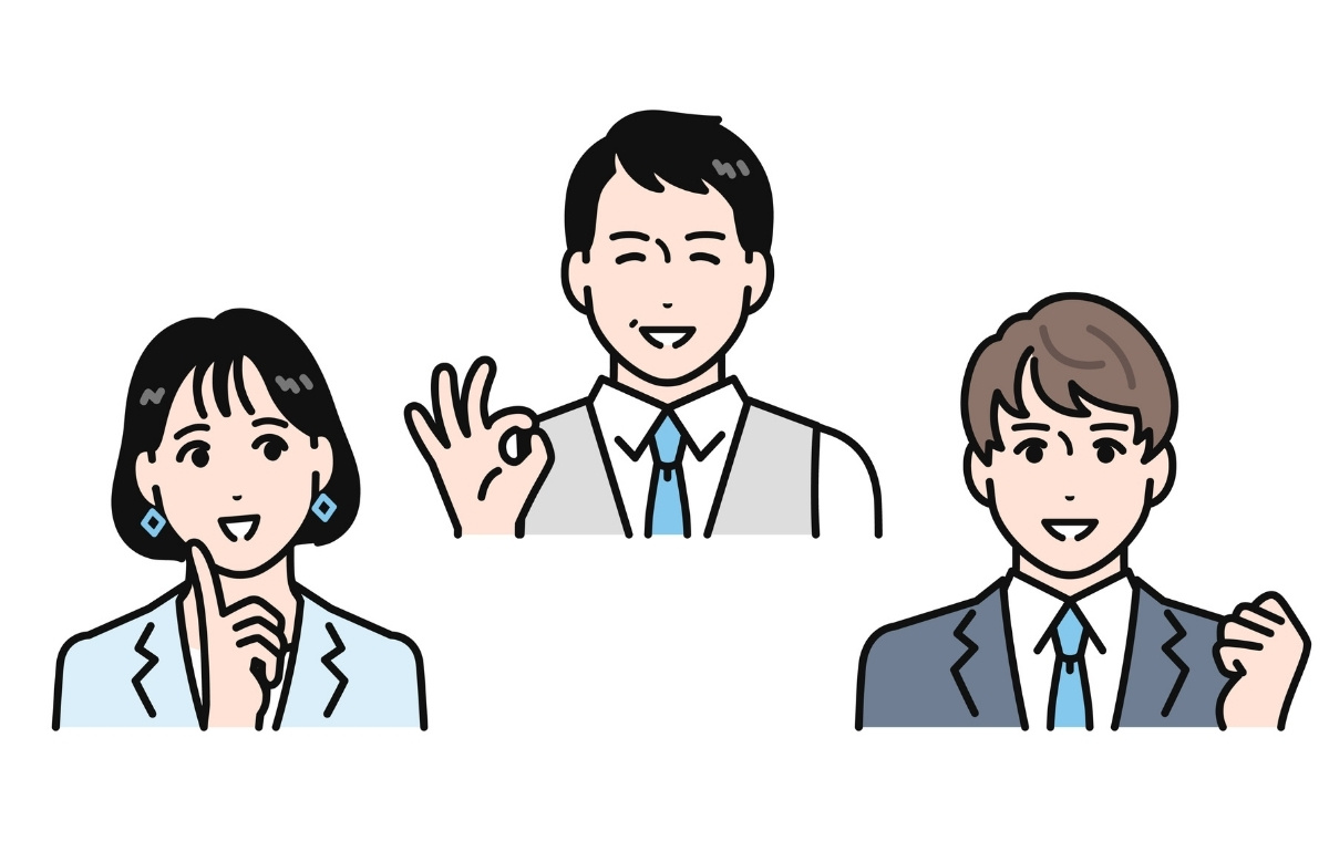 OKサインを出す上司とほほ笑む部下のイラスト