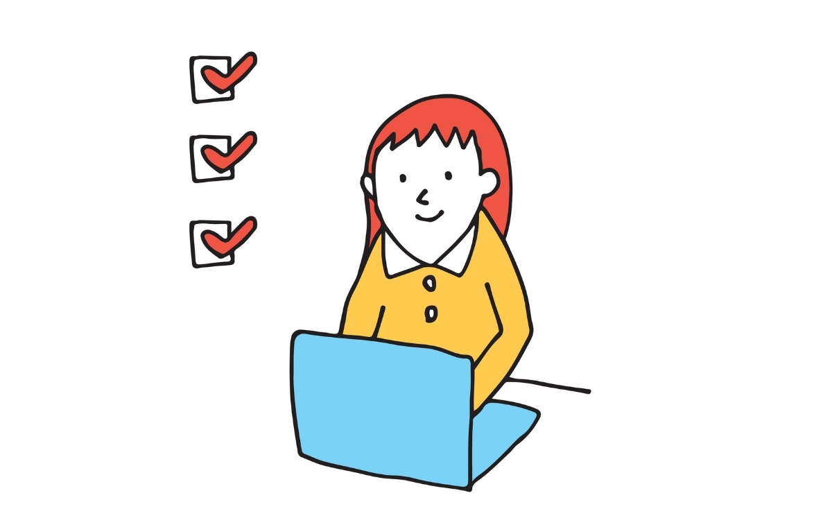 再チェックする女性のイラスト