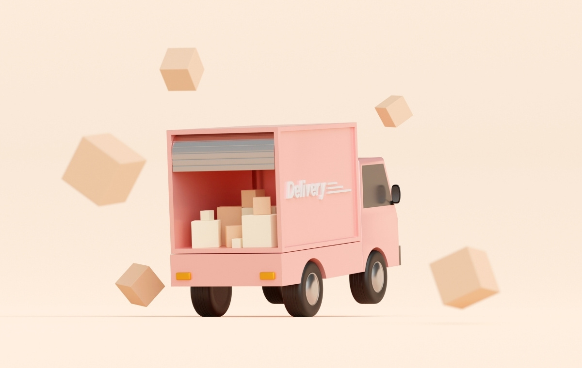宅配の荷物を運ぶトラックのイメージ画像