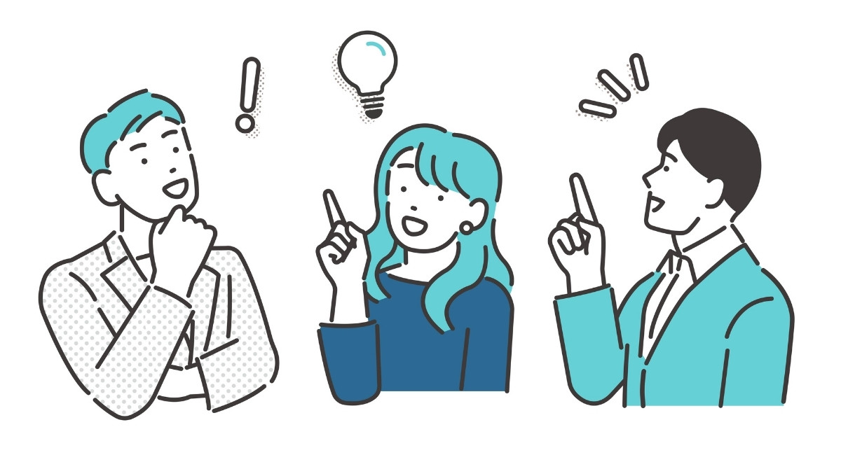 ひらめく男女のビジネスパーソンのイラスト