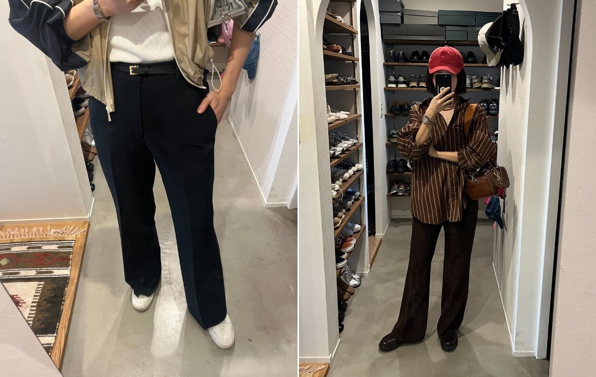 コーデの写真を2つ並べた画像