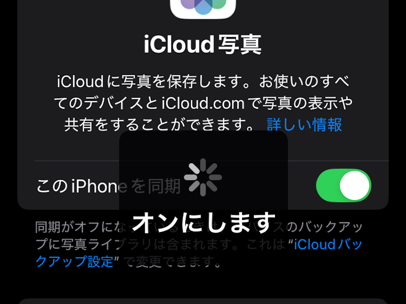 iCloud写真設定画面