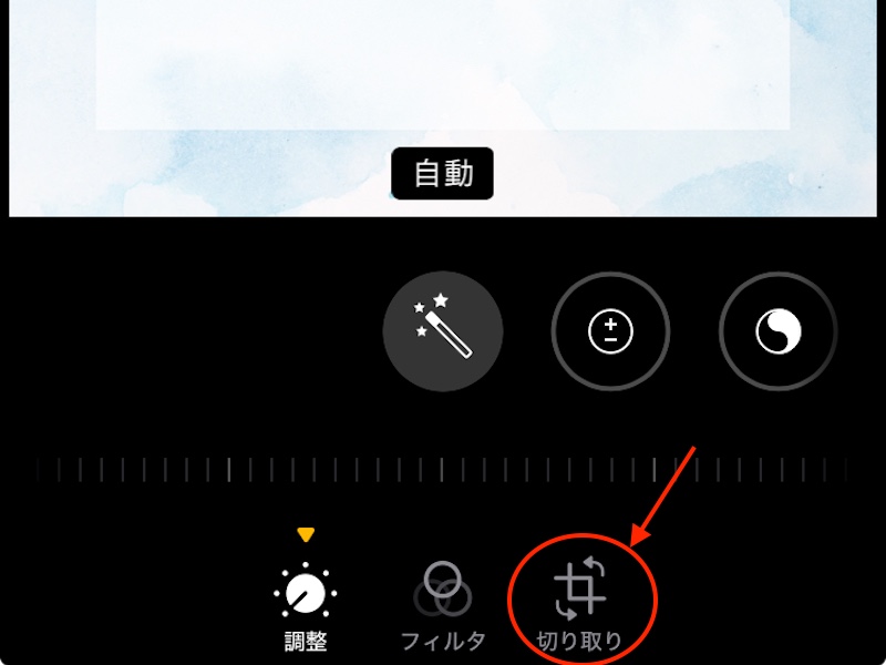 切り取りボタンを赤で囲んでいるスクリーンショット