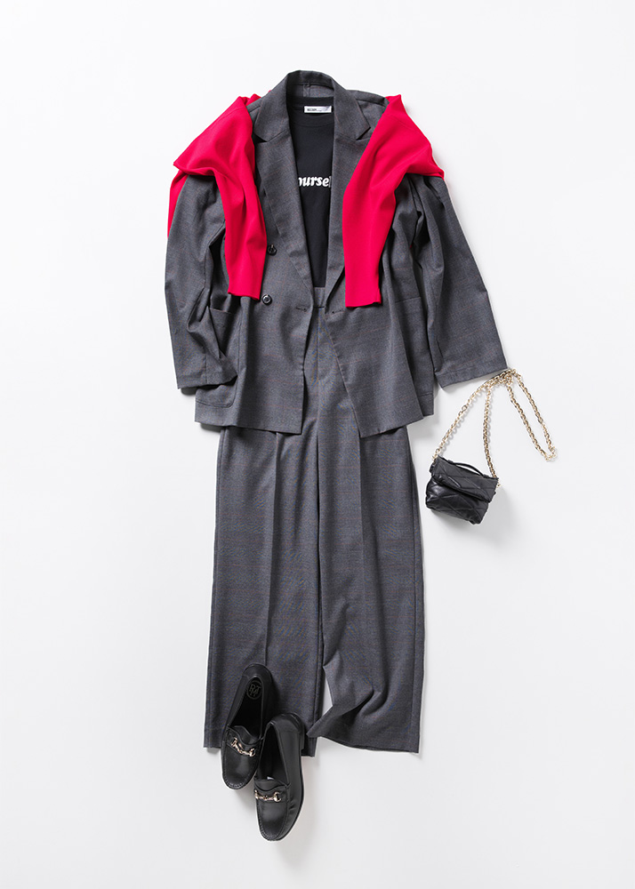 チェック柄のジャケパン