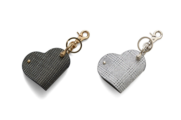 ハート型 チェック柄 スマートキーリング