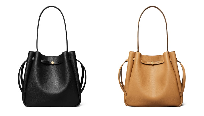 ロミー ラージ バケットバッグ ブラック、キャメル