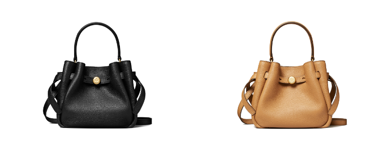 ロミー ミニ バケットバッグ ブラック、キャメル